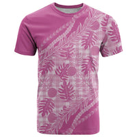 Hawaii Breadfruit Palaka T Shirt Omaomao Ulaula Maile Lei LT9 Pink - Polynesian Pride