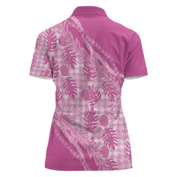 Hawaii Breadfruit Palaka Women Polo Shirt Omaomao Ulaula Maile Lei - Polynesian Pride