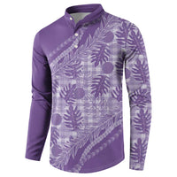 Hawaii Breadfruit Palaka Button Sweatshirt Poni Maile Lei - Polynesian Pride