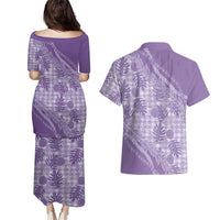 Hawaii Breadfruit Palaka Couples Matching Puletasi and Hawaiian Shirt Poni Maile Lei LT9 - Polynesian Pride