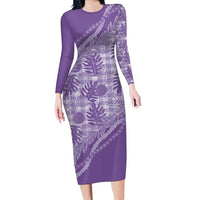 Hawaii Breadfruit Palaka Family Matching Long Sleeve Bodycon Dress and Hawaiian Shirt Poni Maile Lei - Polynesian Pride