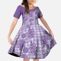 Hawaii Breadfruit Palaka Family Matching Off The Shoulder Long Sleeve Dress and Hawaiian Shirt Poni Maile Lei - Polynesian Pride