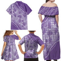 Hawaii Breadfruit Palaka Family Matching Off Shoulder Maxi Dress and Hawaiian Shirt Poni Maile Lei - Polynesian Pride