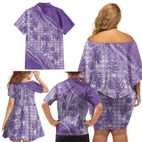 Hawaii Breadfruit Palaka Family Matching Off Shoulder Short Dress and Hawaiian Shirt Poni Maile Lei - Polynesian Pride