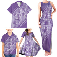 Hawaii Breadfruit Palaka Family Matching Tank Maxi Dress and Hawaiian Shirt Poni Maile Lei - Polynesian Pride