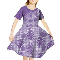 Hawaii Breadfruit Palaka Kid Short Sleeve Dress Poni Maile Lei LT9 - Polynesian Pride