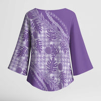 Hawaii Breadfruit Palaka Kimono Sleeve Blouse Poni Maile Lei - Polynesian Pride