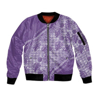 Hawaii Breadfruit Palaka Sleeve Zip Bomber Jacket Poni Maile Lei - Polynesian Pride