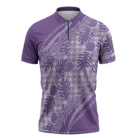 Hawaii Breadfruit Palaka Zipper Polo Shirt Poni Maile Lei - Polynesian Pride