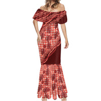 Hawaii Breadfruit Palaka Mermaid Dress Ulaula Maile Lei - Polynesian Pride