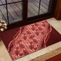 Hawaii Breadfruit Palaka Rubber Doormat Ulaula Maile Lei - Polynesian Pride