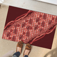 Hawaii Breadfruit Palaka Rubber Doormat Ulaula Maile Lei - Polynesian Pride