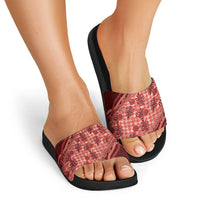 Hawaii Breadfruit Palaka Slide Sandals Ulaula Maile Lei - Polynesian Pride