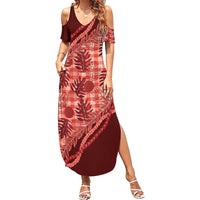 Hawaii Breadfruit Palaka Summer Maxi Dress Ulaula Maile Lei - Polynesian Pride