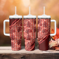 Hawaii Breadfruit Palaka Tumbler With Handle Ulaula Maile Lei - Polynesian Pride