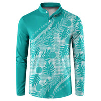 Hawaii Breadfruit Palaka Button Sweatshirt Polu Opal Maile Lei - Polynesian Pride