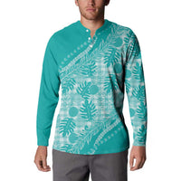 Hawaii Breadfruit Palaka Button Sweatshirt Polu Opal Maile Lei - Polynesian Pride