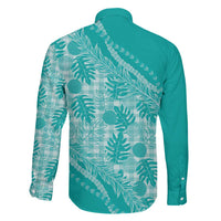Hawaii Breadfruit Palaka Family Matching Off The Shoulder Long Sleeve Dress and Hawaiian Shirt Polu Opal Maile Lei - Polynesian Pride