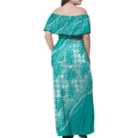 Hawaii Breadfruit Palaka Family Matching Off Shoulder Maxi Dress and Hawaiian Shirt Polu Opal Maile Lei - Polynesian Pride