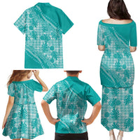 Hawaii Breadfruit Palaka Family Matching Puletasi and Hawaiian Shirt Polu Opal Maile Lei - Polynesian Pride