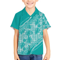 Hawaii Breadfruit Palaka Family Matching Short Sleeve Bodycon Dress and Hawaiian Shirt Polu Opal Maile Lei - Polynesian Pride