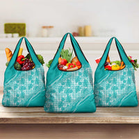 Hawaii Breadfruit Palaka Grocery Bag Polu Opal Maile Lei - Polynesian Pride