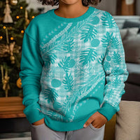 Hawaii Breadfruit Palaka Kid Ugly Christmas Sweater Polu Opal Maile Lei - Polynesian Pride