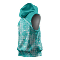 Hawaii Breadfruit Palaka Sleeveless Hoodie Polu Opal Maile Lei - Polynesian Pride