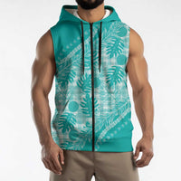 Hawaii Breadfruit Palaka Sleeveless Zip Hoodie Polu Opal Maile Lei - Polynesian Pride