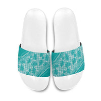 Hawaii Breadfruit Palaka Slide Sandals Polu Opal Maile Lei - Polynesian Pride