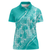 Hawaii Breadfruit Palaka Women Polo Shirt Polu Opal Maile Lei - Polynesian Pride