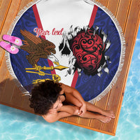 American Samoa Heart Tribal Personalized Beach Blanket Polynesian Patterns