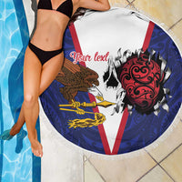 American Samoa Heart Tribal Personalized Beach Blanket Polynesian Patterns