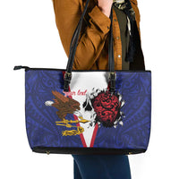 American Samoa Heart Tribal Personalized Leather Tote Bag Polynesian Patterns