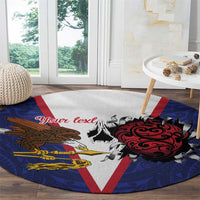 American Samoa Heart Tribal Personalized Round Carpet Polynesian Patterns LT9 - Polynesian Pride
