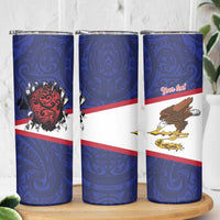 American Samoa Heart Tribal Personalized Skinny Tumbler Polynesian Patterns LT9 - Polynesian Pride