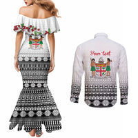Fiji Heart Tribal Personalised Couples Matching Mermaid Dress and Long Sleeve Button Shirt Polynesian Patterns LT9 - Polynesian Pride