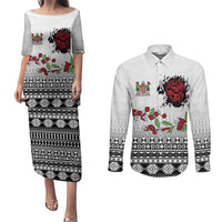 Fiji Heart Tribal Personalised Couples Matching Puletasi and Long Sleeve Button Shirt Polynesian Patterns