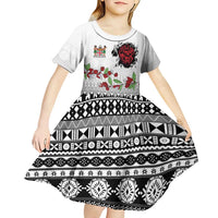 Fiji Heart Tribal Personalised Kid Short Sleeve Dress Polynesian Patterns