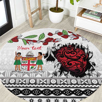 Fiji Heart Tribal Personalised Round Carpet Polynesian Patterns