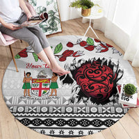 Fiji Heart Tribal Personalised Round Carpet Polynesian Patterns