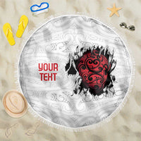 New Zealand Maori Heart Tribal Personalised Beach Blanket Polynesian Patterns