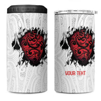 New Zealand Maori Heart Tribal Personalised 4 in 1 Can Cooler Tumbler Polynesian Patterns