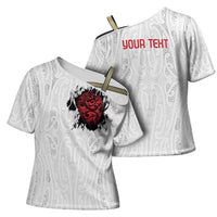 New Zealand Maori Heart Tribal Personalised Cross Shoulder Shirt Polynesian Patterns