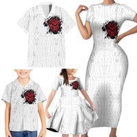 New Zealand Maori Heart Tribal Personalised Family Matching Short Sleeve Bodycon Dress and Hawaiian Shirt Polynesian Patterns