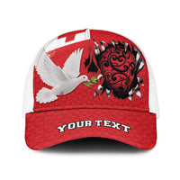 Tonga Heart Tribal Personalised Baseball Net Cap Polynesian Patterns LT9 One Size White Red - Polynesian Pride