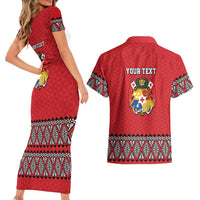 Tonga Heart Tribal Personalised Couples Matching Short Sleeve Bodycon Dress and Hawaiian Shirt Polynesian Patterns LT9 - Polynesian Pride