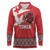 Tonga Heart Tribal Personalised Long Sleeve Polo Shirt Polynesian Patterns LT9 Red - Polynesian Pride
