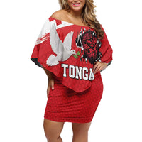 Tonga Heart Tribal Personalised Off Shoulder Short Dress Polynesian Patterns
