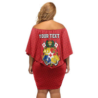 Tonga Heart Tribal Personalised Off Shoulder Short Dress Polynesian Patterns